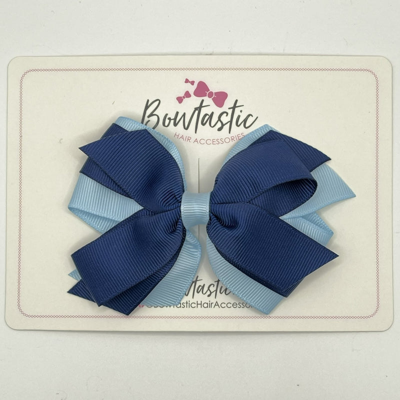 4 Inch 3 Layer Bow - Navy & Blue Topaz