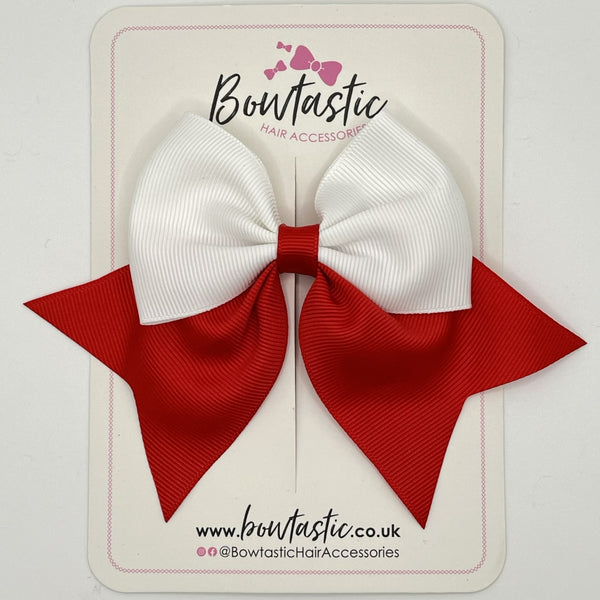 3.5 Inch Flat Tail Bow - White & Red