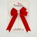 4 Inch Double Tail Bow - Red & White