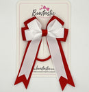 4 Inch Tail Bow Bobble - White & Red