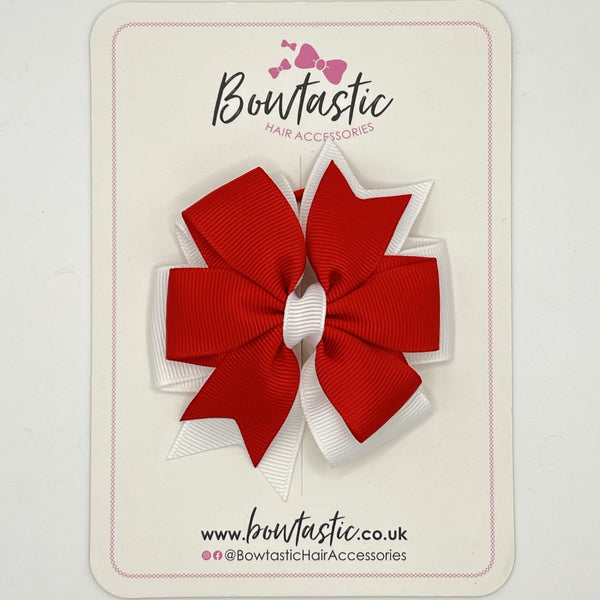 3 Inch Double Pinwheel Bow - Red & White