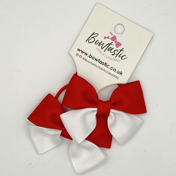 2.5 Inch Butterfly Bow Thin Elastic - Red & White - 2 Pack