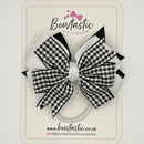 4 Inch 3 Layer Bow Bobble - Black & White Gingham