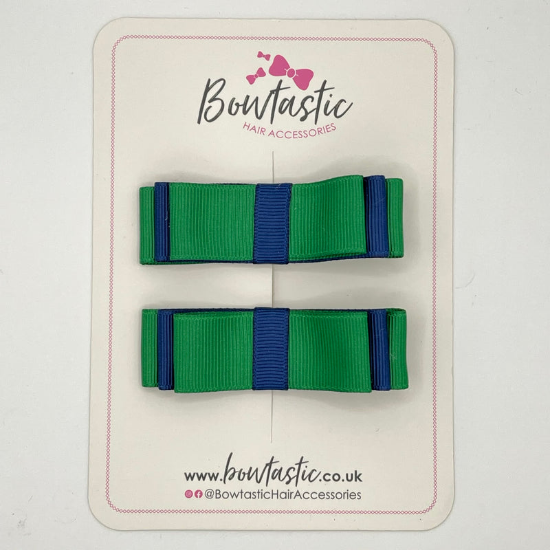 3 Inch Slide Bows - Forest Green & Navy - 2 Pack