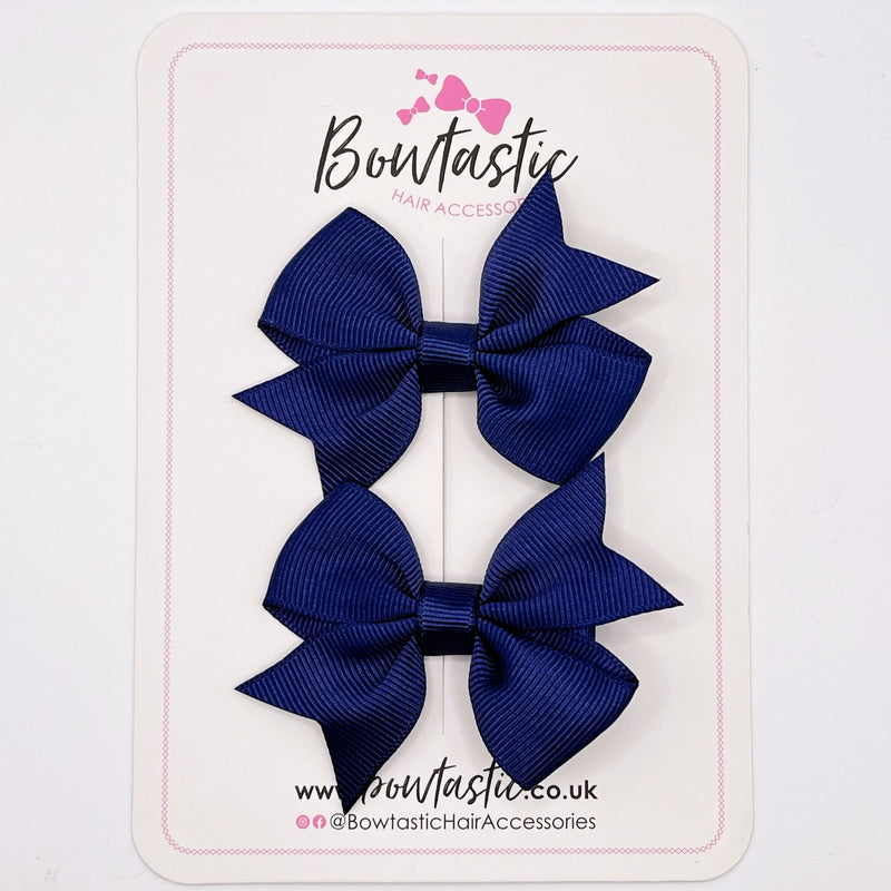 2.5 Inch Flat Bow Style 2 - Ink Blue - 2 Pack