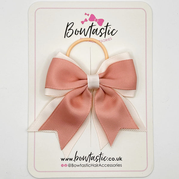 3 Inch Flat 2 Layer Tail Bow Thin Elastic - Sweet Nectar & Sideshow Rose