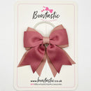 3 Inch Flat 2 Layer Tail Bow Thin Elastic - Rosy Mauve & Antique Mauve
