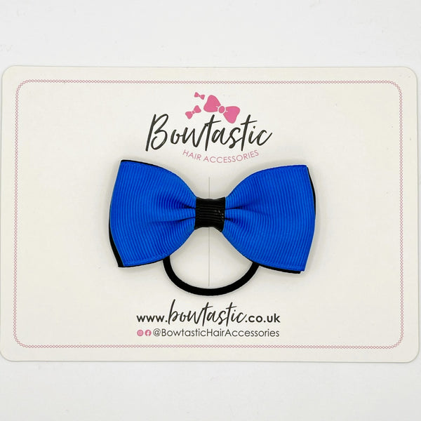 3 Inch Double Layer Bow Thin Elastic - Royal Blue & Black