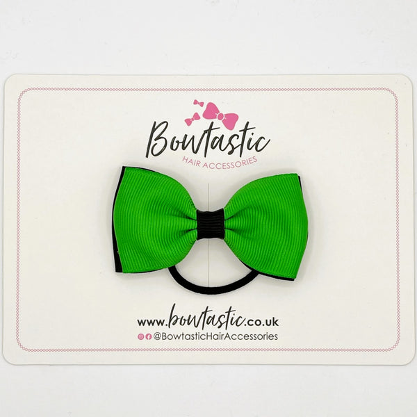 3 Inch Double Layer Bow Thin Elastic - Emerald & Black