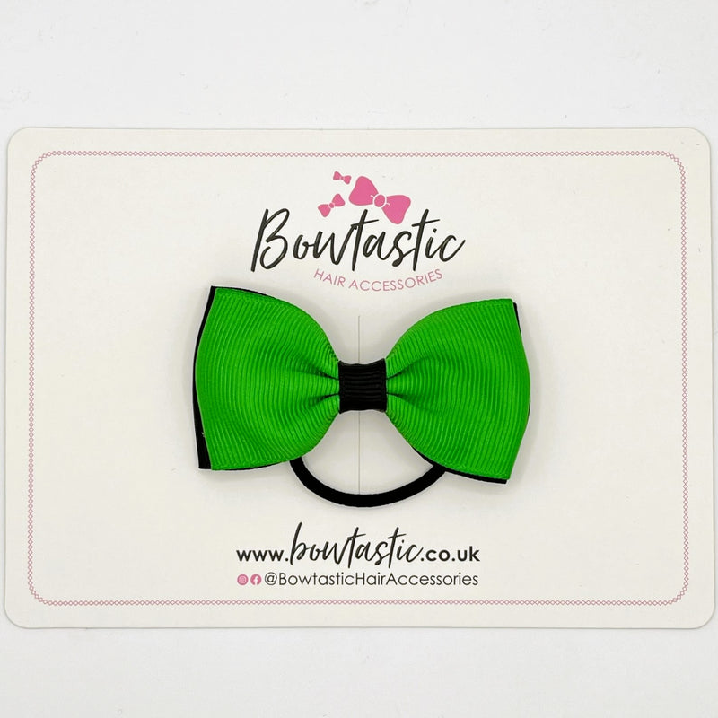 3 Inch Double Layer Bow Thin Elastic - Emerald & Black