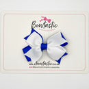 3 Inch Flat 2 Layer Bow - White & Royal Blue