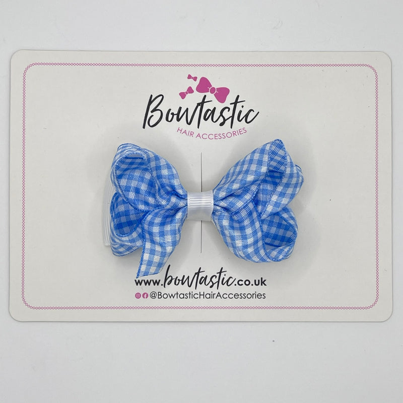 3 Inch Double Bow - Blue & White Gingham