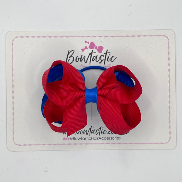 3.5 Inch 2 Layer Bow Thin Elastic - Red & Royal Blue