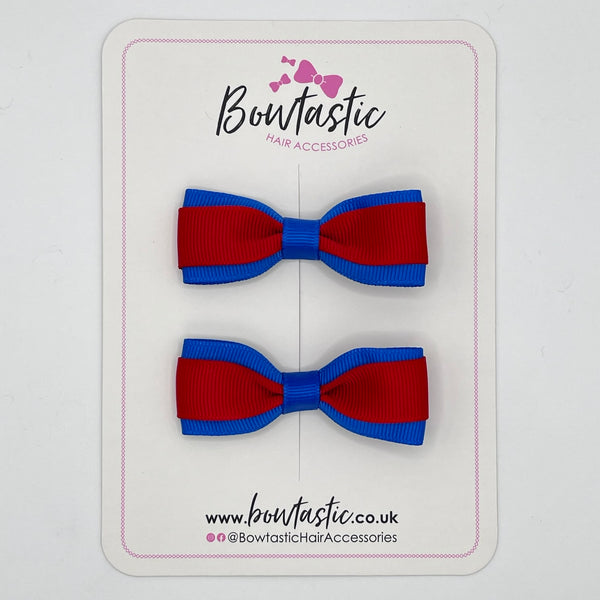 2.5 Inch Tuxedo Bow - Red & Royal Blue - 2 Pack