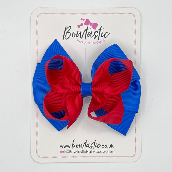 4 Inch Double Bow - Red & Royal Blue