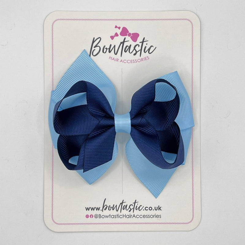 4 Inch Double Bow - Navy & Blue Topaz