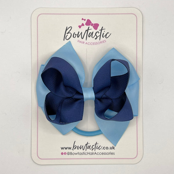 4 Inch Double Bow Bobble - Navy & Blue Topaz