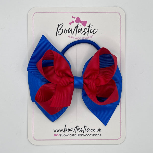 4 Inch Double Bow Bobble - Red & Royal Blue