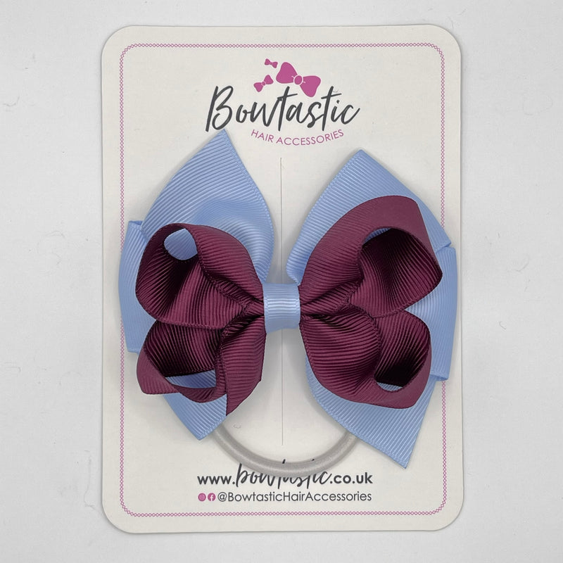 4 Inch Double Bow Bobble - Burgundy & Bluebell