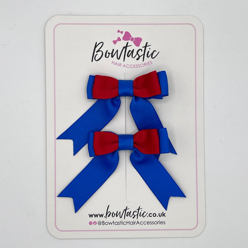 2 Inch Tail Bow - Red & Royal Blue - 2 Pack