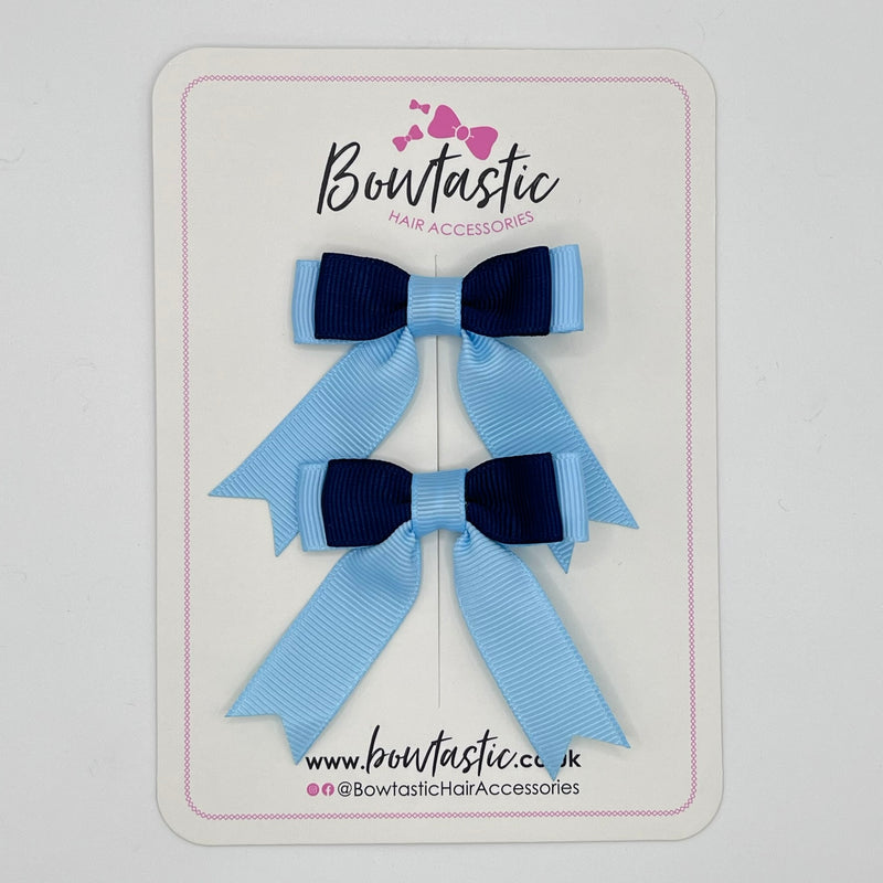 2 Inch Tail Bow - Navy & Blue Topaz - 2 Pack