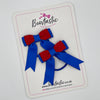 2 Inch Tail Bow Thin Elastic - Red & Royal Blue - 2 Pack