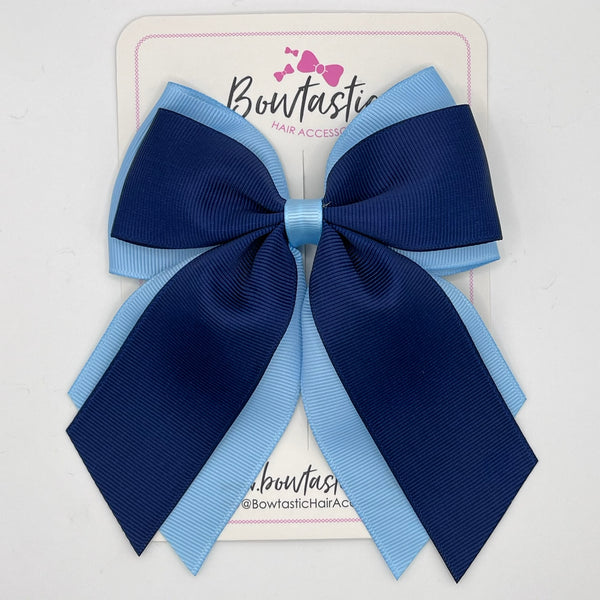 4.5 Inch 2 Layer Tail Bow - Navy & Blue Topaz