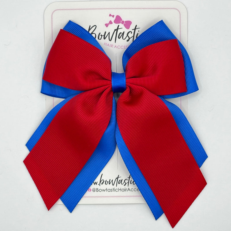 4.5 Inch 2 Layer Tail Bow - Red & Royal Blue