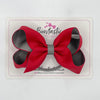 4 Inch Double Ribbon Bow Bobble - Red & Metal Grey