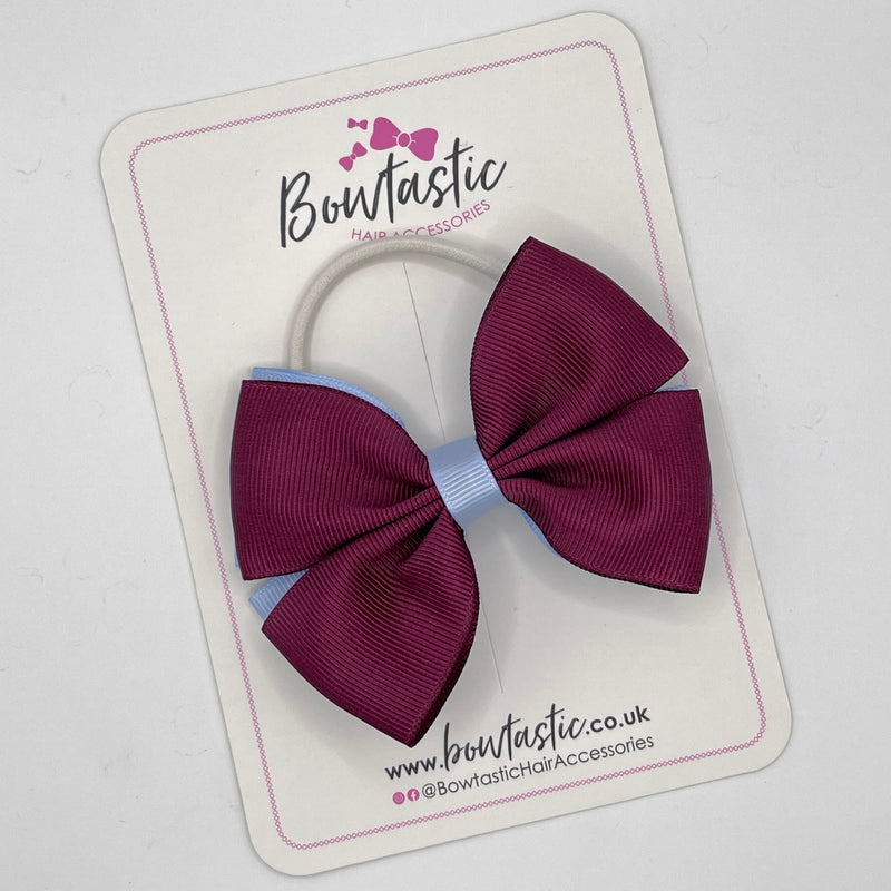 3.5 Inch Double Butterfly Bow Bobble - Burgundy & Bluebell