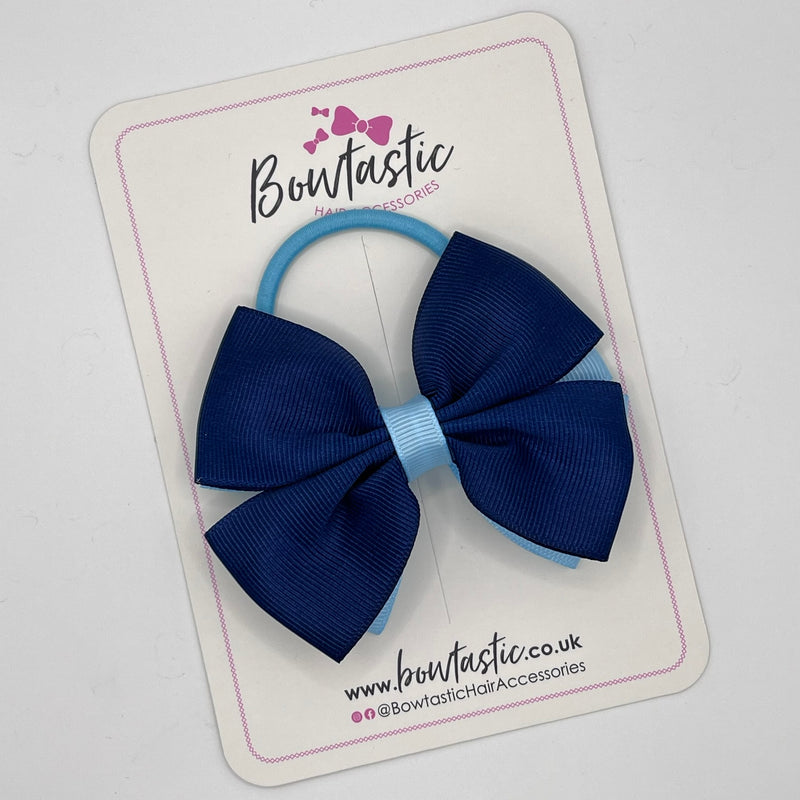 3.5 Inch Double Butterfly Bow Bobble - Navy & Blue Topaz