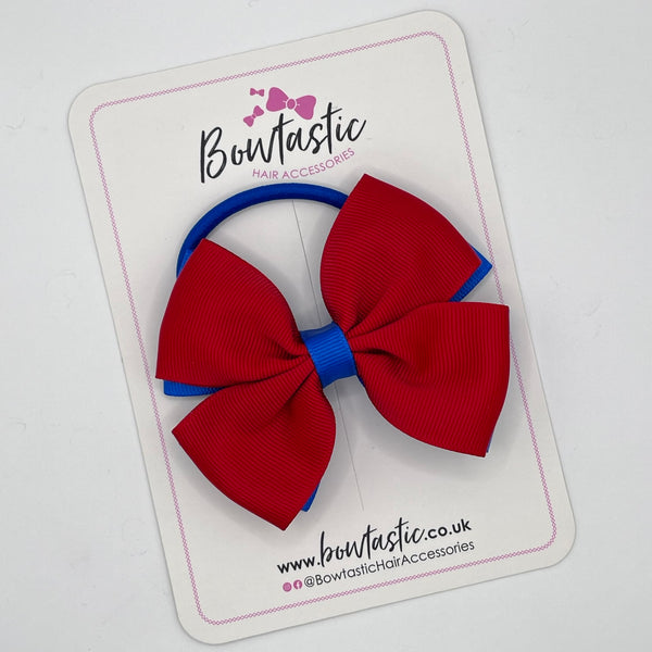 3.5 Inch Double Butterfly Bow Bobble - Red & Royal Blue