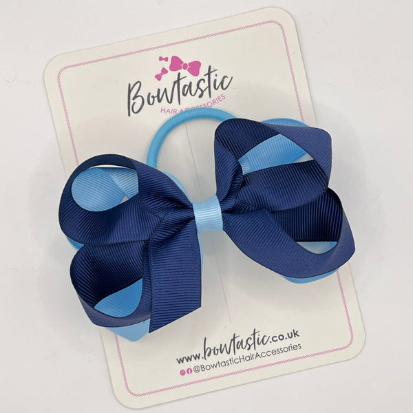 4 Inch 2 Layer Bow Bobble - Navy & Blue Topaz