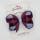 4 Inch 2 Layer Bow Bobble - Burgundy & Bluebell