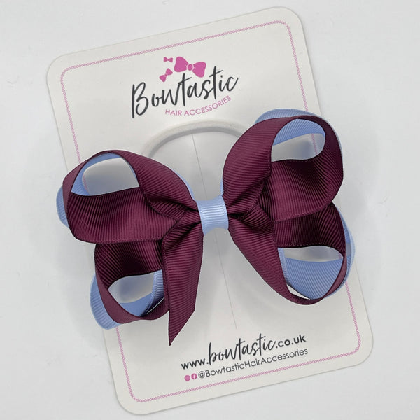 4 Inch 2 Layer Bow Bobble - Burgundy & Bluebell