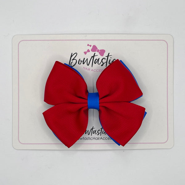 3.5 Inch Double Butterfly Bow - Red & Royal Blue