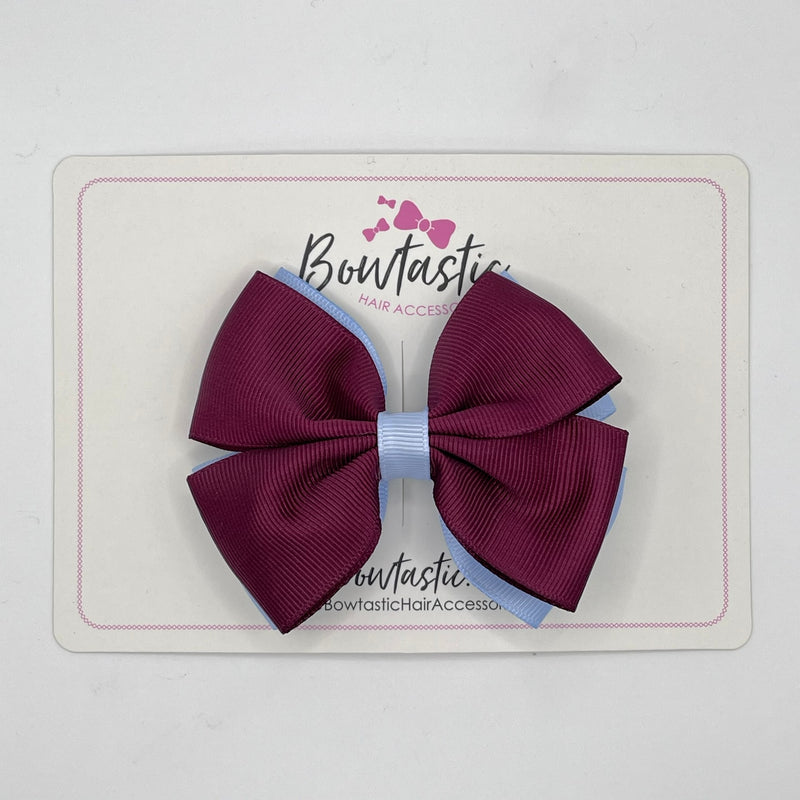 3.5 Inch Double Butterfly Bow - Burgundy & Bluebell