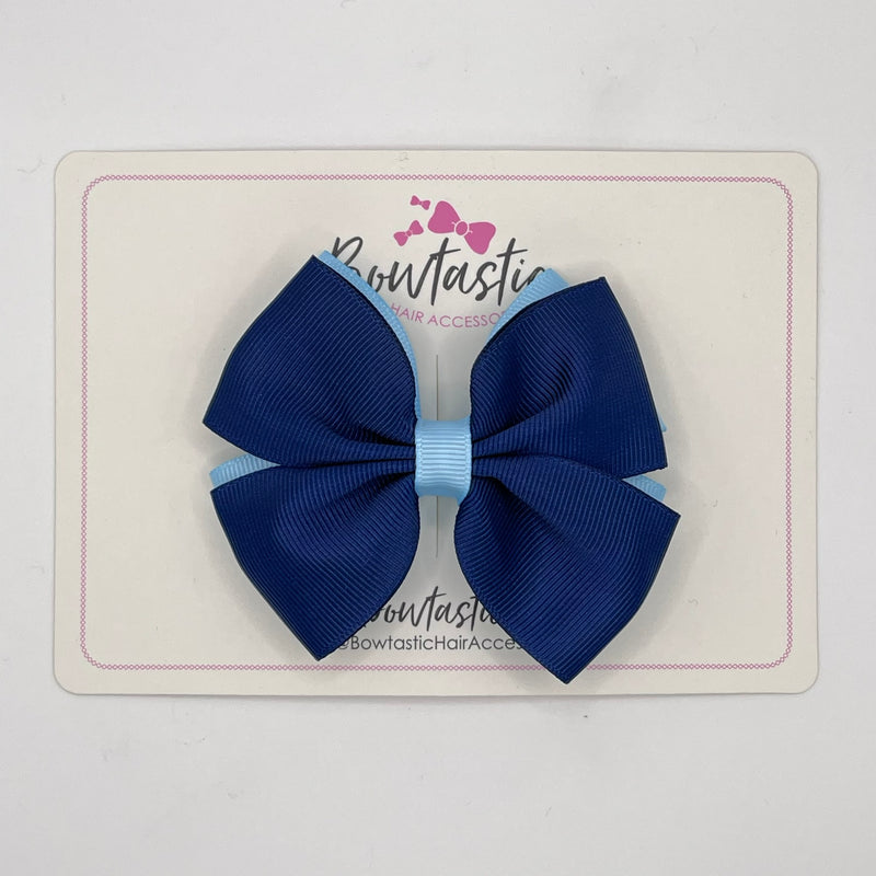 3.5 Inch Double Butterfly Bow - Navy & Blue Topaz