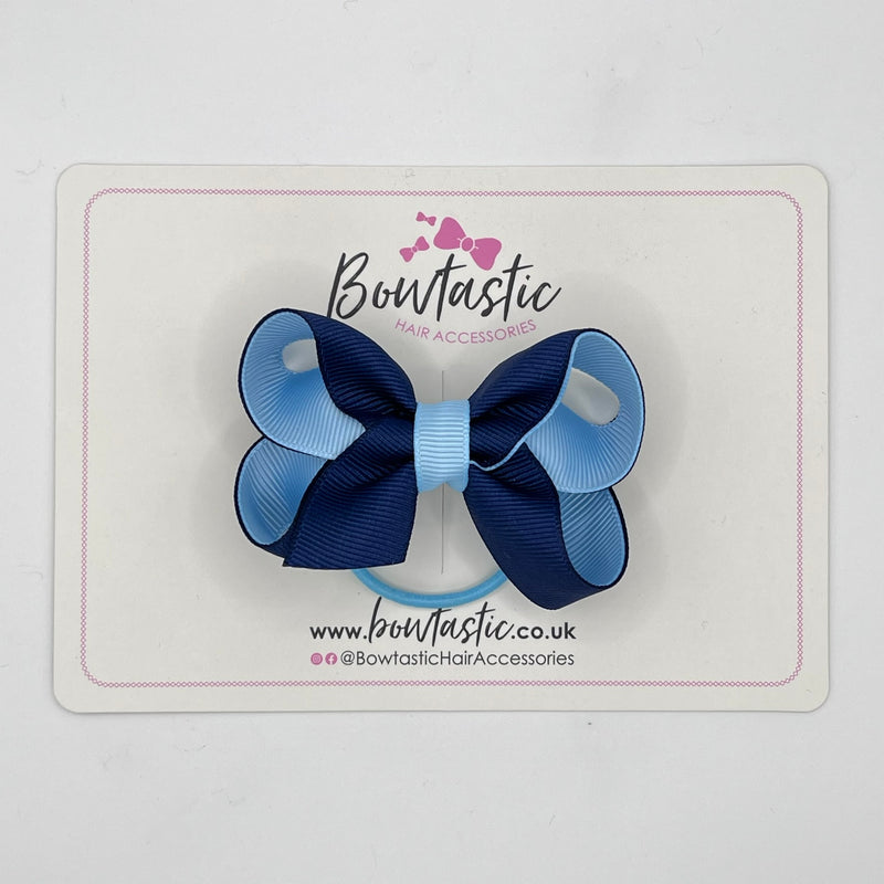 3 Inch Bow Thin Elastic - Navy & Blue Topaz