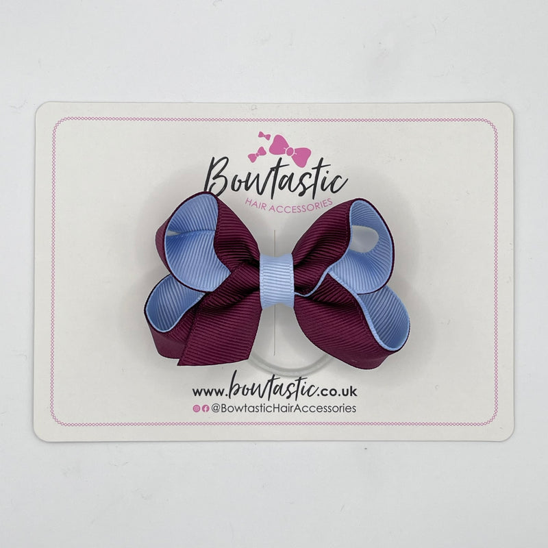 3 Inch Bow Thin Elastic - Burgundy & Bluebell