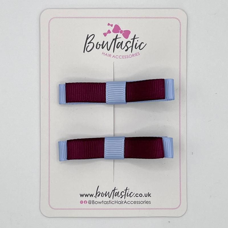 2 Inch Slide Bows - Burgundy & Bluebell - 2 Pack