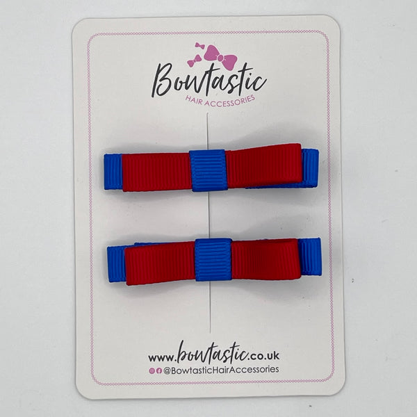 2 Inch Slide Bows - Red & Royal Blue - 2 Pack