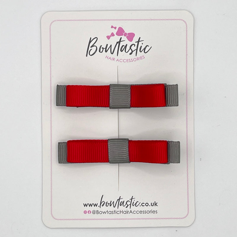 2 Inch Slide Bows - Red & Metal Grey - 2 Pack