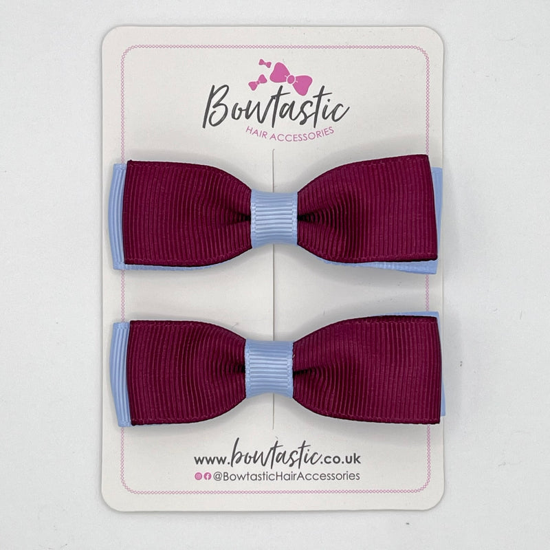 2.75 Inch Flat Bows - Burgundy & Bluebell - 2 Pack