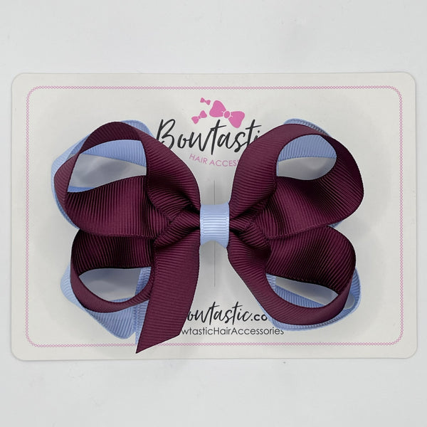 4 Inch 2 Layer Bow - Burgundy & Bluebell