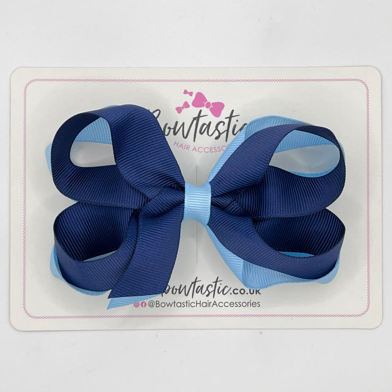 4 Inch 2 Layer Bow - Navy & Blue Topaz