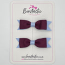 2.75 Inch 2 Layer Tuxedo Bow - Burgundy & Bluebell - 2 Pack