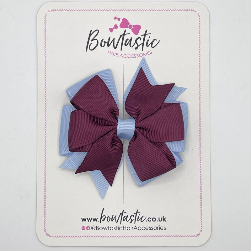 3 Inch Double Pinwheel Bow - Burgundy & Bluebell