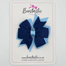 3 Inch Double Pinwheel Bow - Navy & Blue Topaz