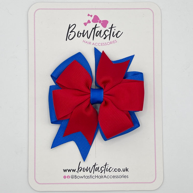 3 Inch Double Pinwheel Bow - Red & Royal Blue